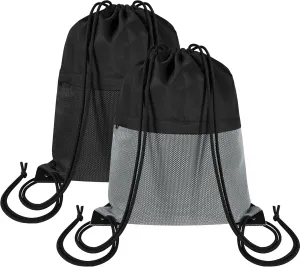2Pcs Drawstring Backpack Bag - String Gym Bag for Women & Men, Lightweight Cinch Sports Sackpack for Beach, Travel, Yoga, Swimming