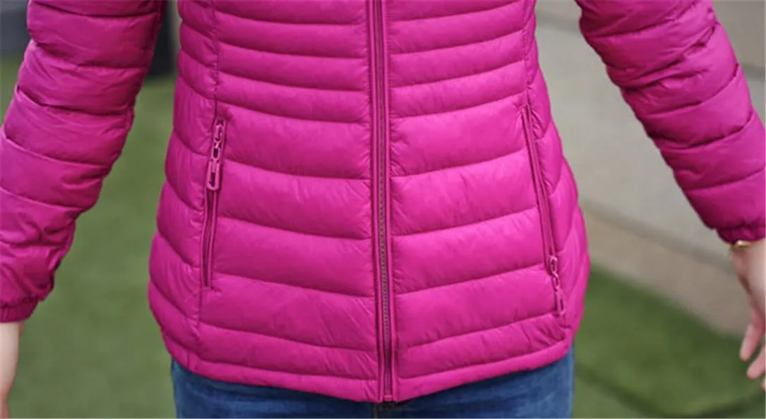Adhdyuud Women Warm Cotton Down Coat Winter Solid Slim Short Parkas Padded Zipper Pockets Jacket Plus