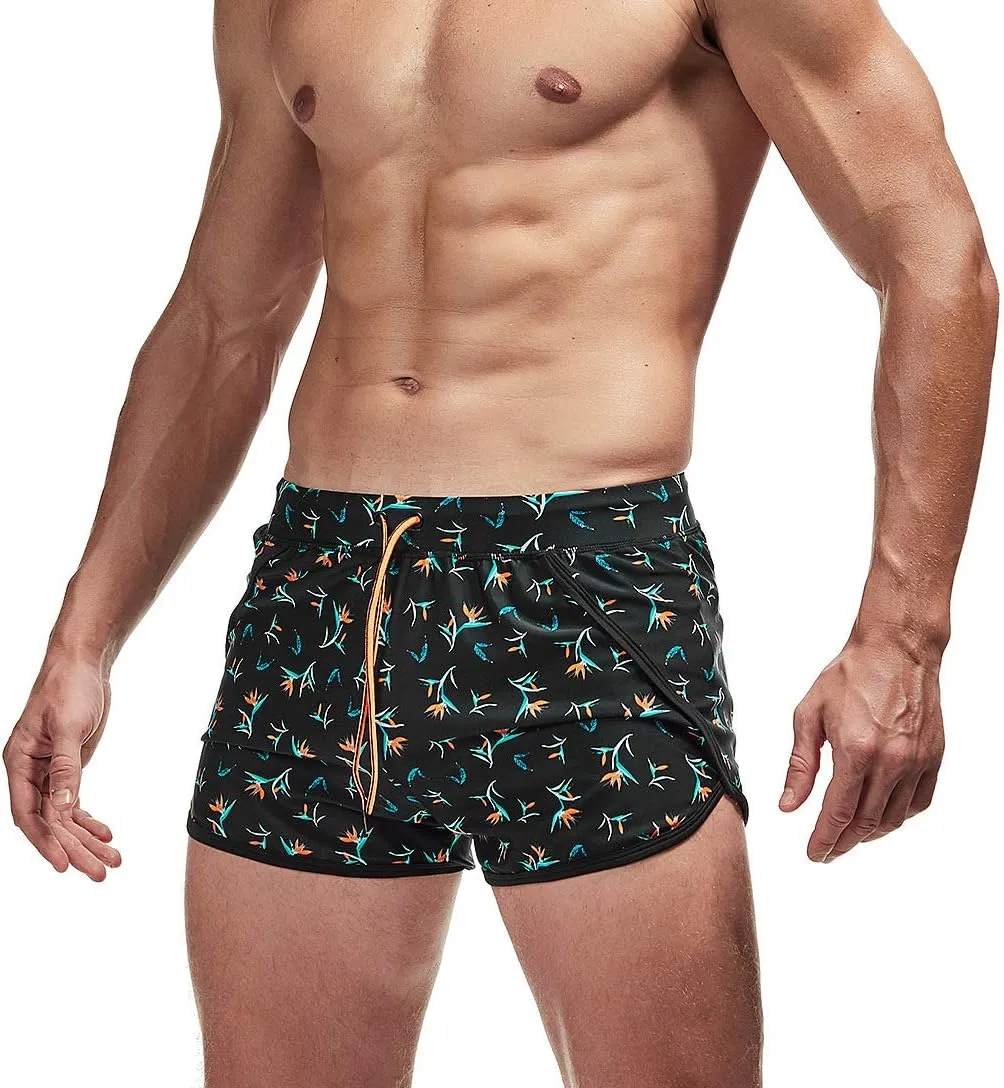 AIMPACT Mens Short Swim Trunks Quick Dry Beach Board Shorts 80s 90s Summer Vintage Swimwear with Lining Swimming Suits