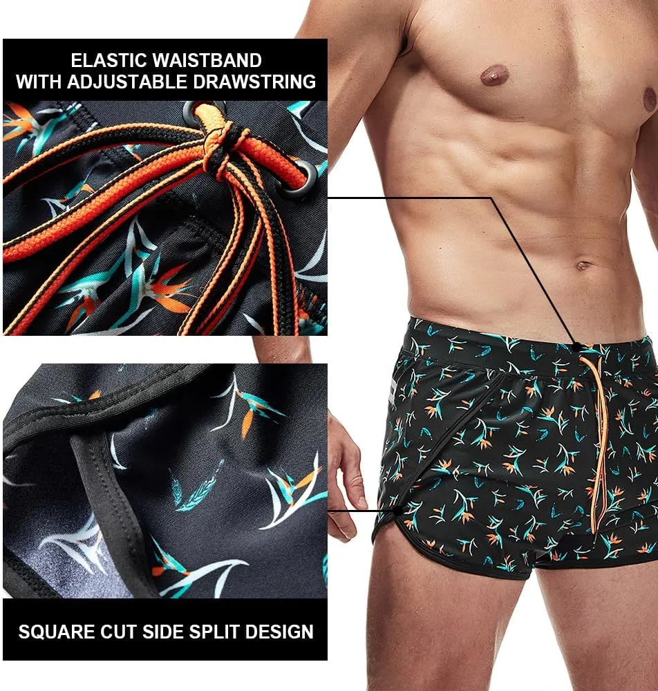 AIMPACT Mens Short Swim Trunks Quick Dry Beach Board Shorts 80s 90s Summer Vintage Swimwear with Lining Swimming Suits