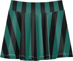 Aqua Green Black Stripes Girls Athletic Skorts Flowy Golf Tennis Skirts with Shorts & Pocket