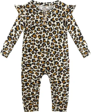 Bamboo Viscose Baby Girl Romper Ruffled Long Sleeve Crew Neck Baby Girl Jumpsuit
