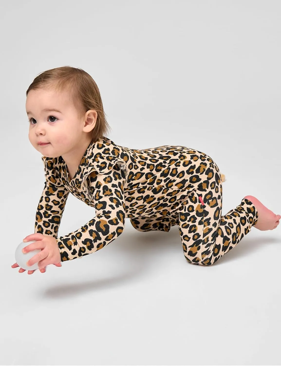 Bamboo Viscose Baby Girl Romper Ruffled Long Sleeve Crew Neck Baby Girl Jumpsuit