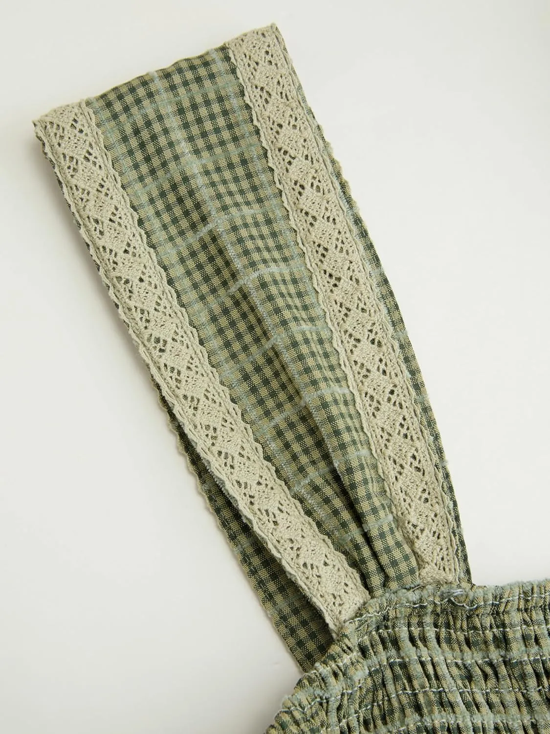 CIDER Gingham Square Neck Shirred Dresses Summer Casual Vacation Woven Maxi Dress