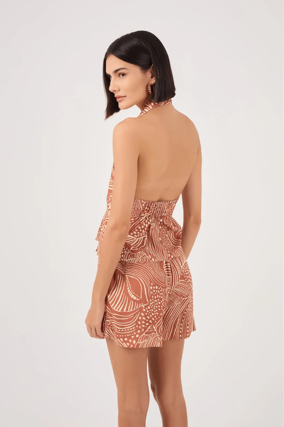 Cupuau Lagoon Print Blouse In Terracotta