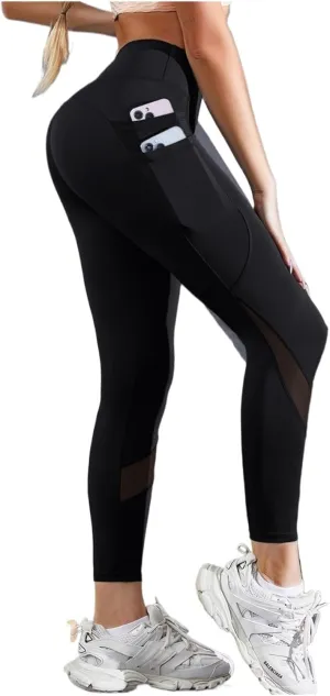 Double Pocket Yoga Pants Women's Patchwork High Waist Elastic Leggings Fitness Jogging Cycling Sportswear Female