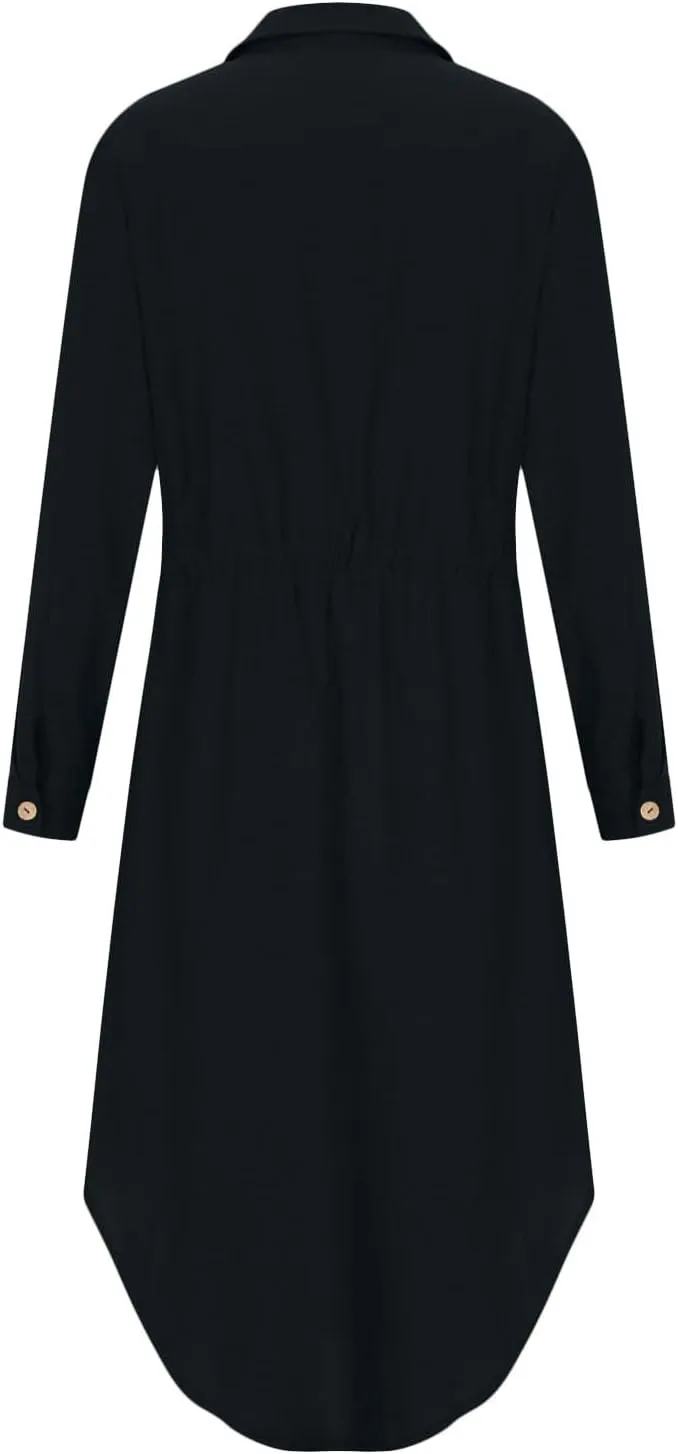 Dresses for Women Fall 2024 Plus Size Button Down Ankle Length Dresses Cotton Linen Empire Waist Maxi Long Dresses