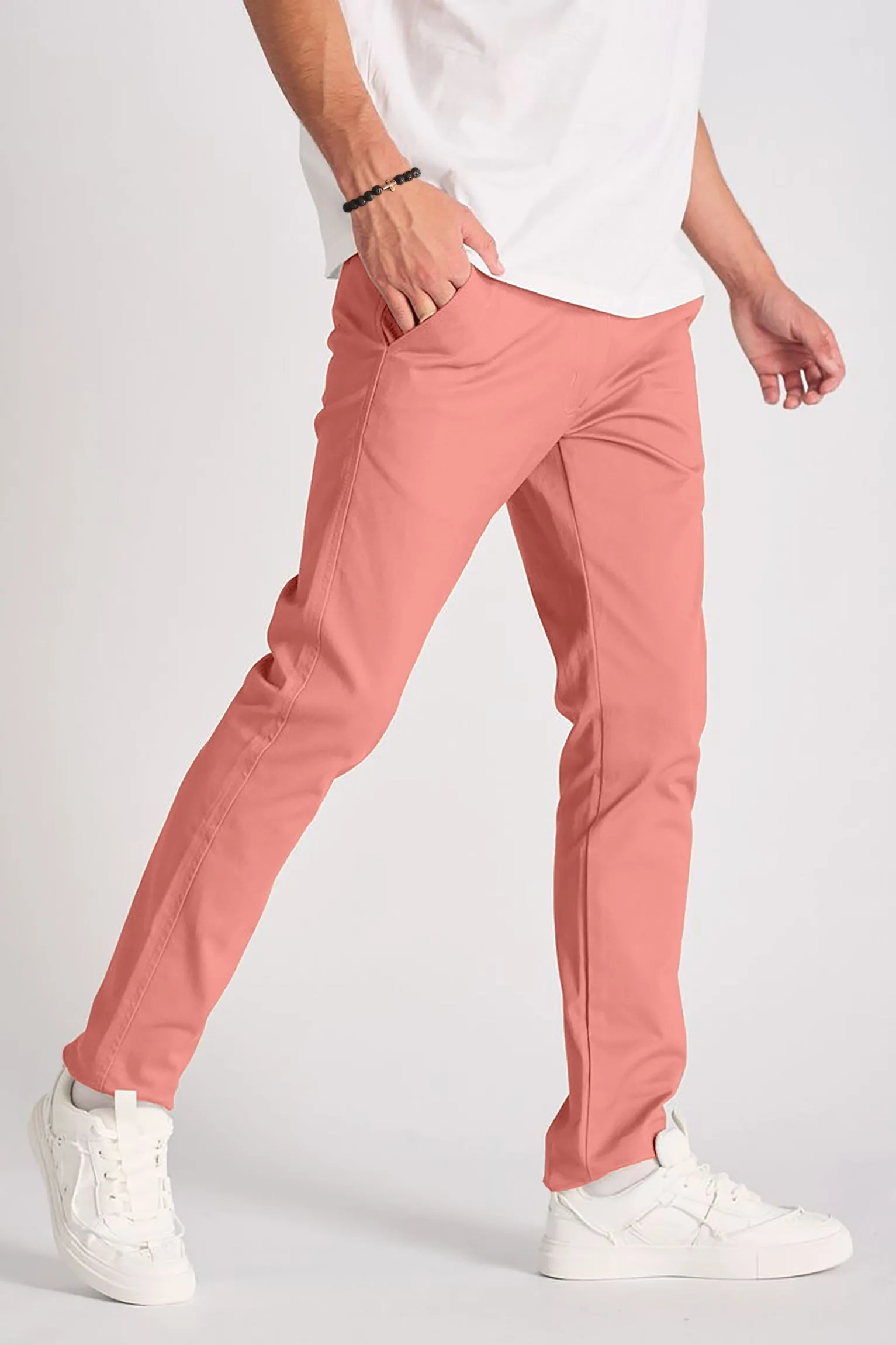 Echo slim chino trouser in Coral
