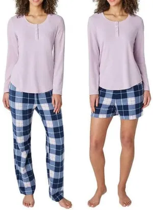 Eddie Bauer Women's 3-Piece Waffle Knit Pajama Set (US, Alpha, Medium, Regular, Regular, Purple)