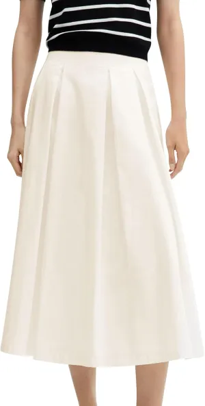 Ezcosplay Women Casual High Waisted Pleated A-line Midi Skirt Fall Winter Zipper Office Work Skirts