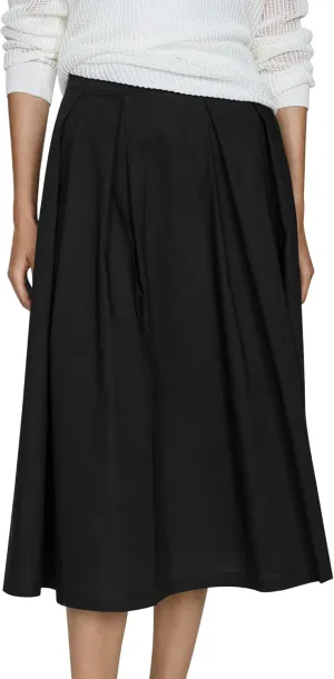 Ezcosplay Women Casual High Waisted Pleated A-line Midi Skirt Fall Winter Zipper Office Work Skirts