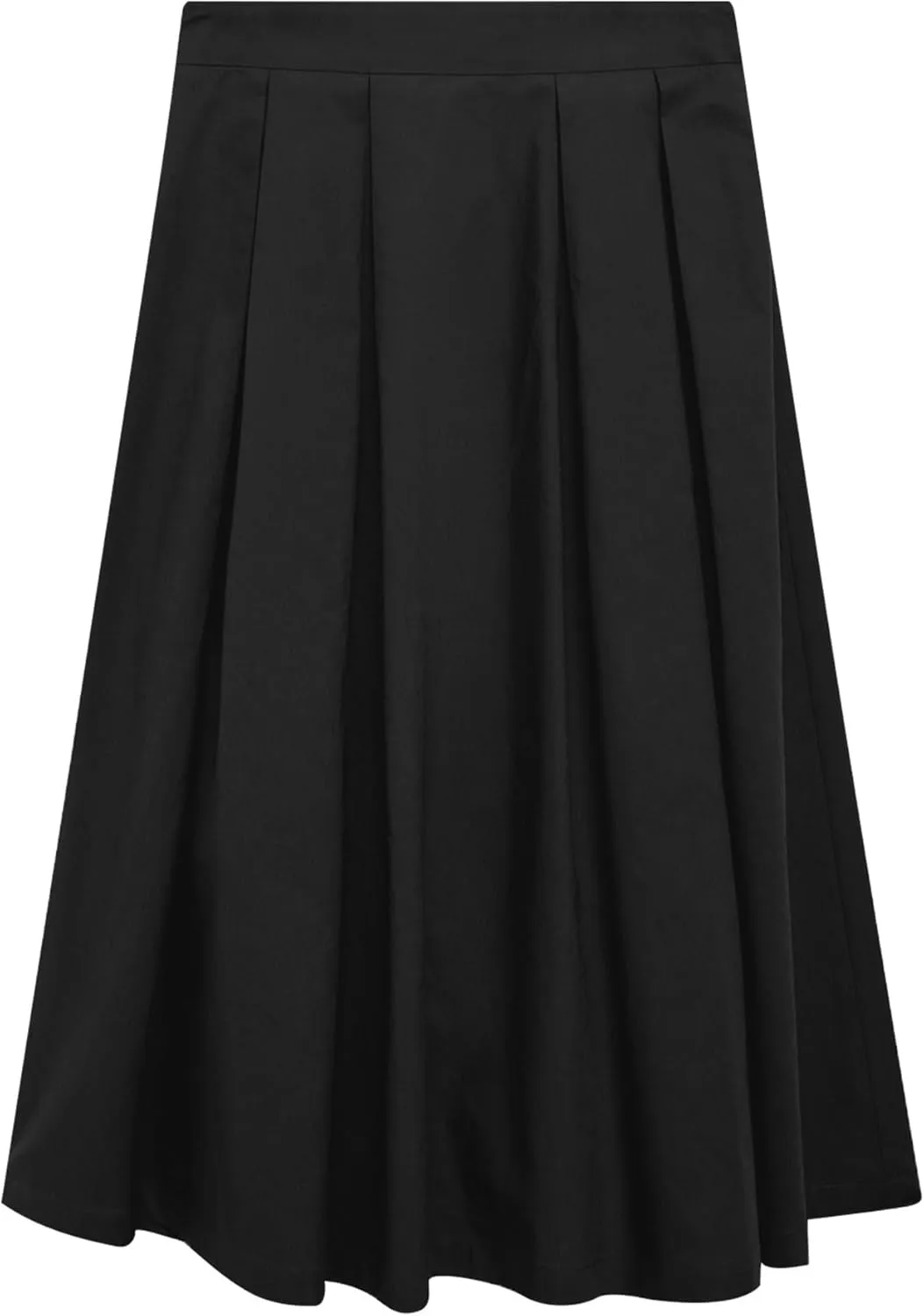 Ezcosplay Women Casual High Waisted Pleated A-line Midi Skirt Fall Winter Zipper Office Work Skirts