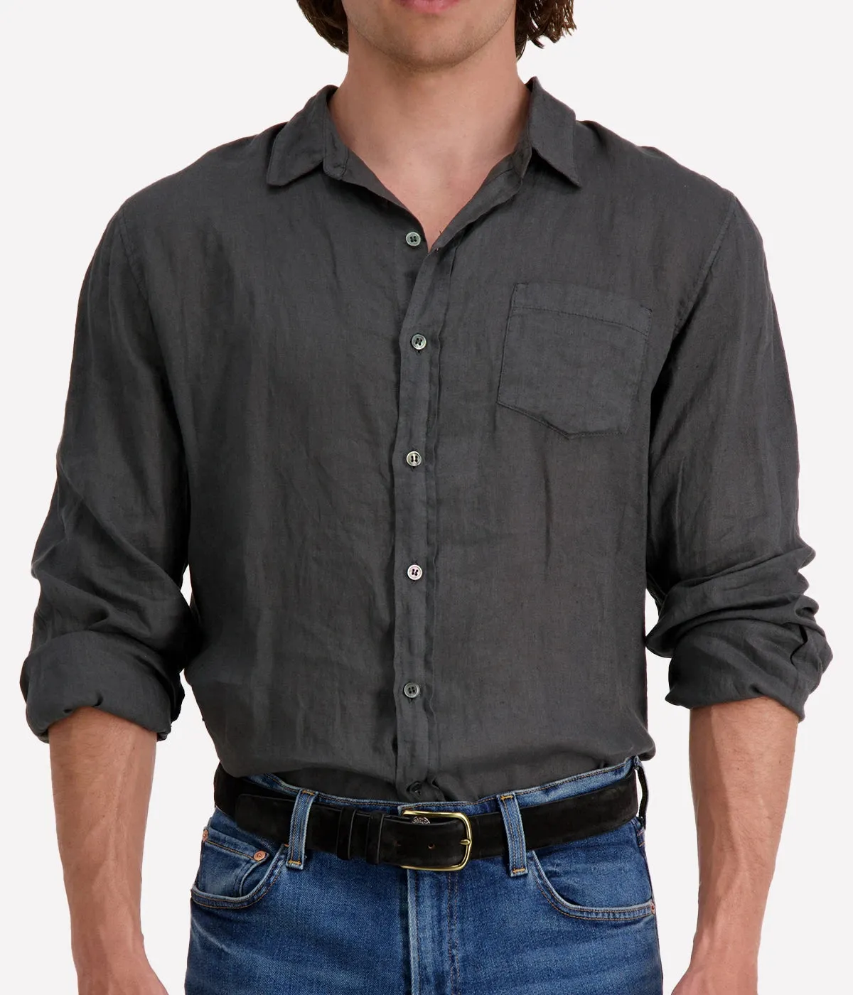 *FINAL SALE* Jioch Linen Shirt in Black Oyster