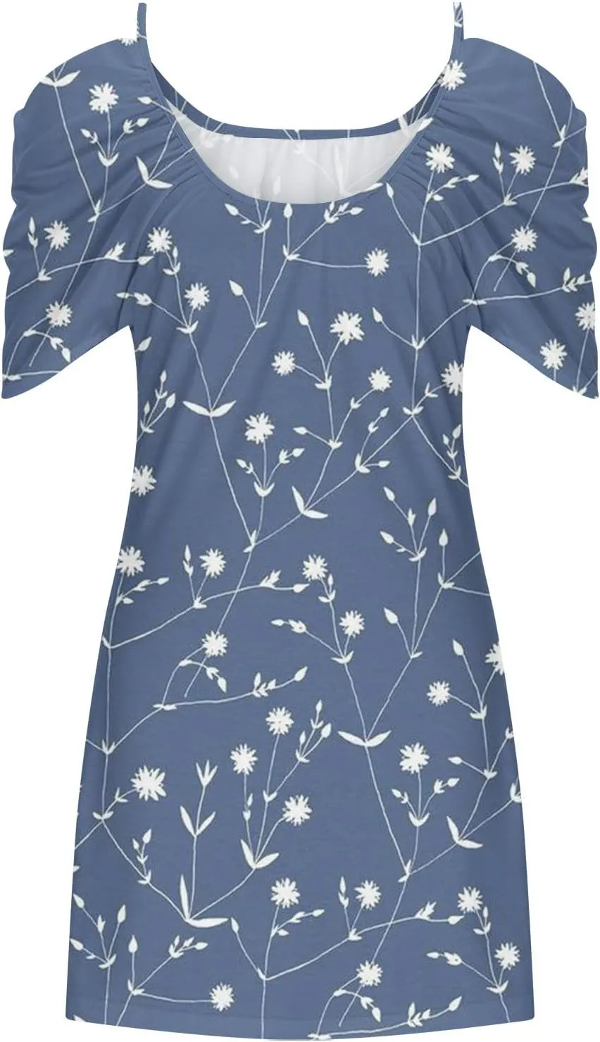 Floral Summer Dress 2024 Sexy Plus Size Open Shoulder Spaghetti Strap Beach Mini Dresses Floral Print Short Dresses