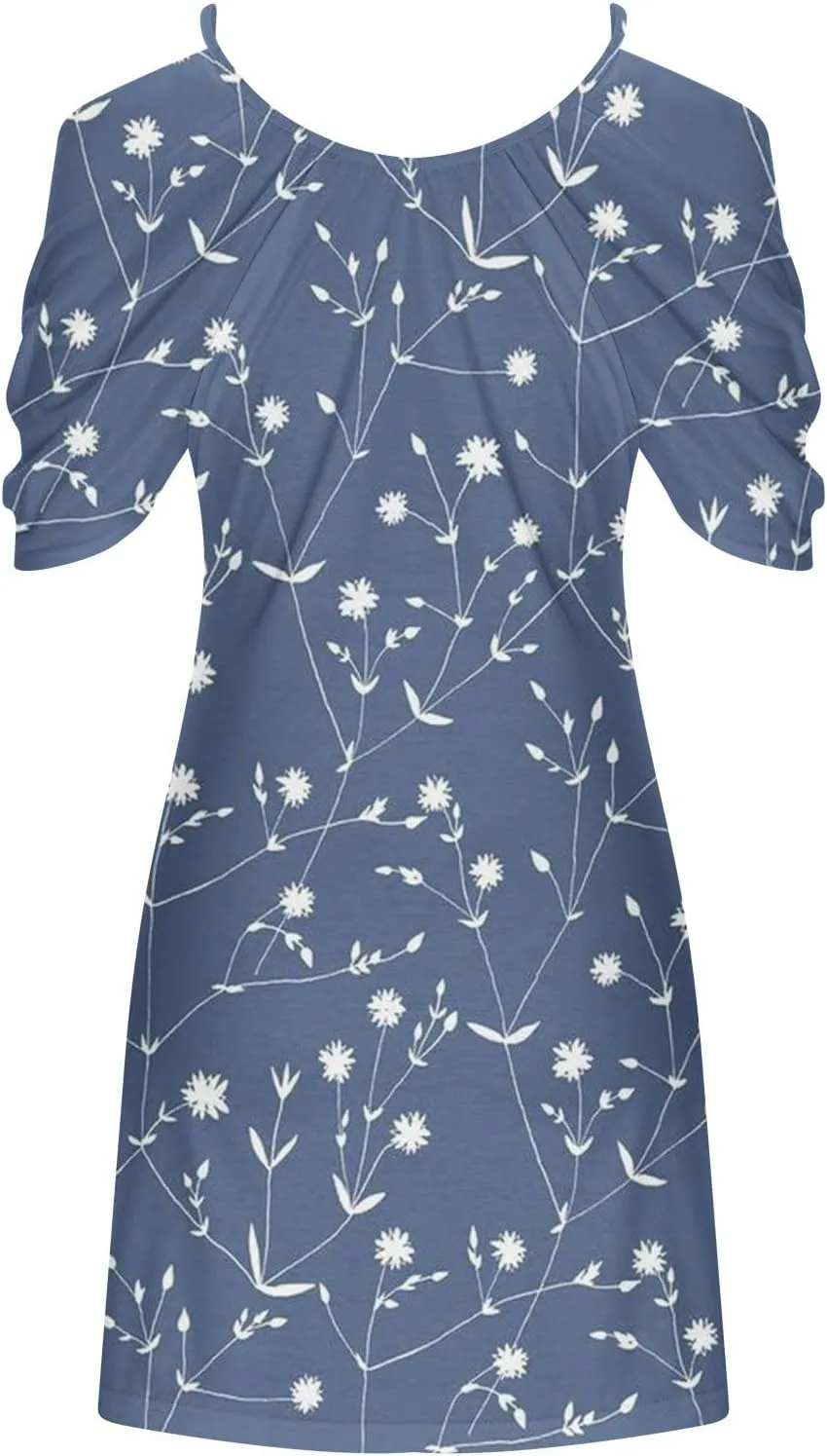 Floral Summer Dress 2024 Sexy Plus Size Open Shoulder Spaghetti Strap Beach Mini Dresses Floral Print Short Dresses