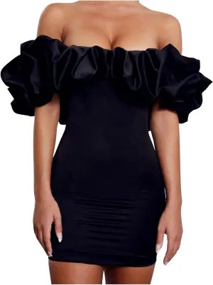 Formal Dresses for Women Off Shoulder Bodycon Pencil Mini Dress Ruffle Sexy Cocktail Party Dresses Elegant Clubwear