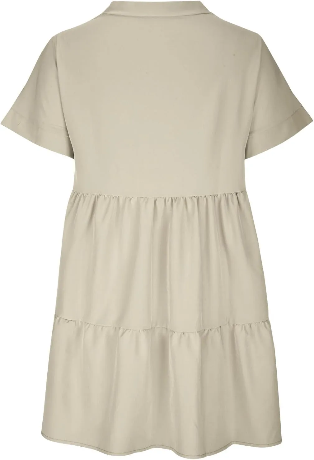 FZYLQY Womens Casual Dresses Short Sleeve V Neck Tiered Mini Dress Loose Fit Comfy Ruffle Swing Dress Trendy Beach Sundress