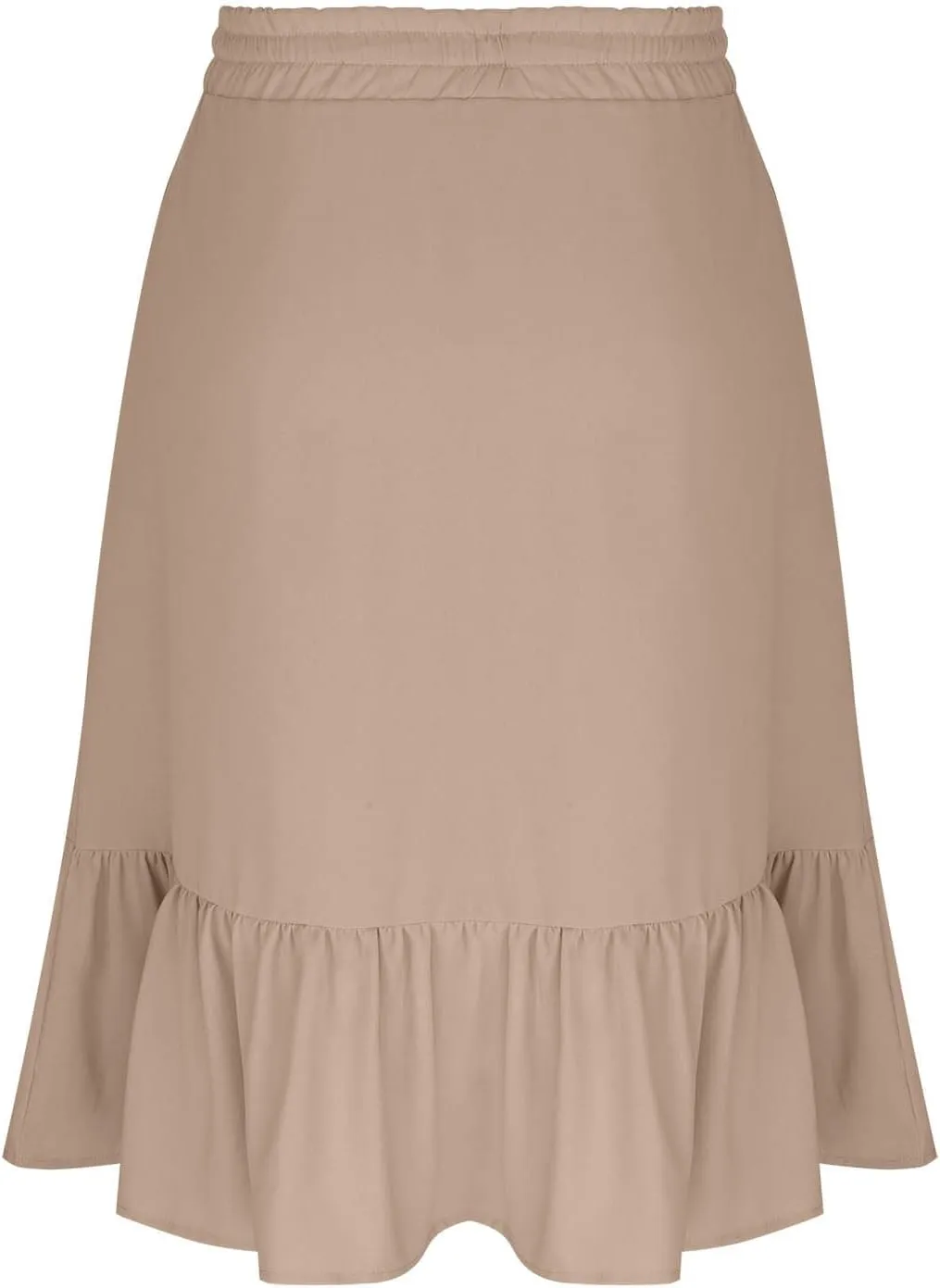 HGps8w Women's 2025 Summer Linen Midi Skirt, Trendy Casual Drawstring A-Line Elastic Waist Beach Dress Skirts with Pockets