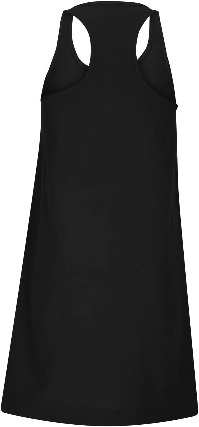 Hot Shot Mini Dress 2024 Summer Sleeveless Loose Fit Sundresses with Pockets Solid Color Scoop Neck Beach Dresses
