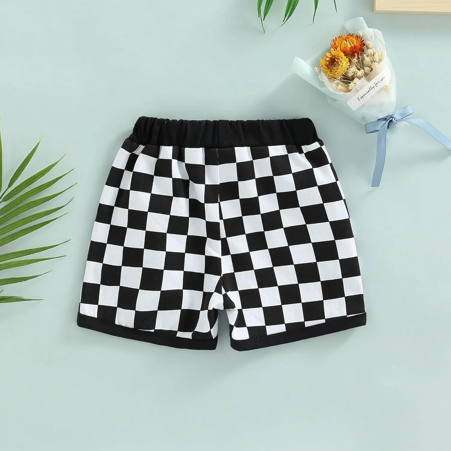 Infant Toddler Baby Boy Casual Checkerboard Plaid Cotton Elastic Waist Jogger Shorts Summer Clothes