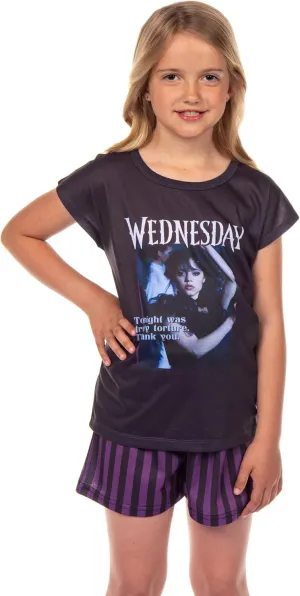 INTIMO Addams Family Wednesday Girls' Pajamas Tonight Was Torture Short Sleeve Lounge Sleep Set