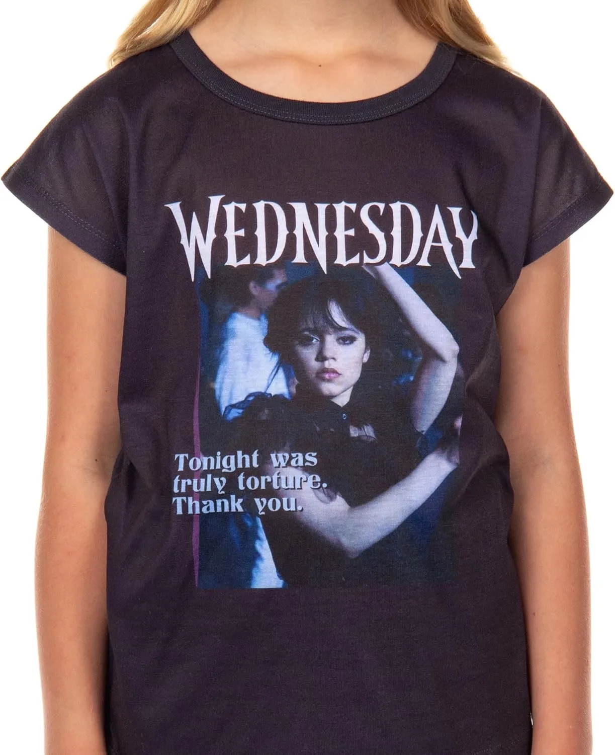 INTIMO Addams Family Wednesday Girls' Pajamas Tonight Was Torture Short Sleeve Lounge Sleep Set