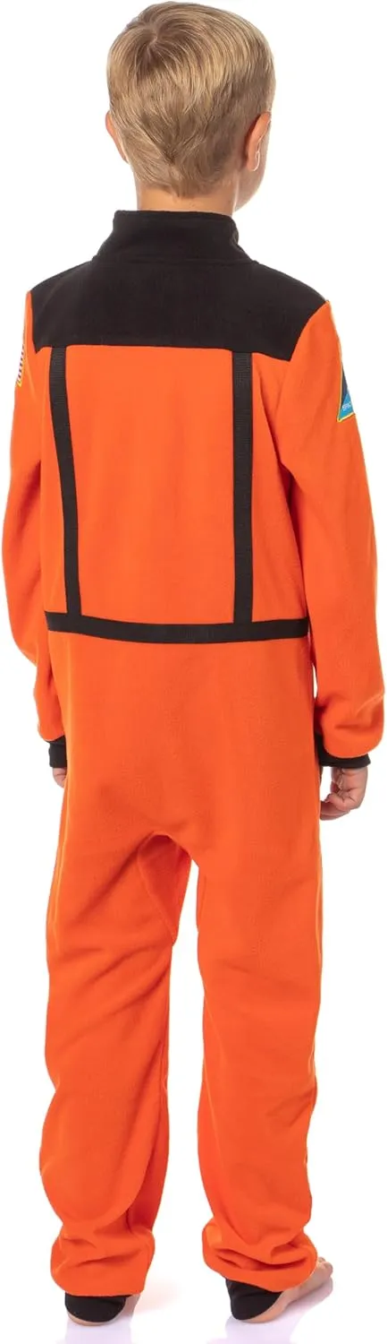 INTIMO NASA Boys' Space Shuttle Astronaut Meatball Patch One Piece Space Suit Costume Pajama Sleep Set Union Suit For Kids