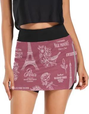 Joisal Paris Romantic Pattern Athletic Skorts for Women with Pockets Lightweight Athletic Golf Skorts for Running Workout