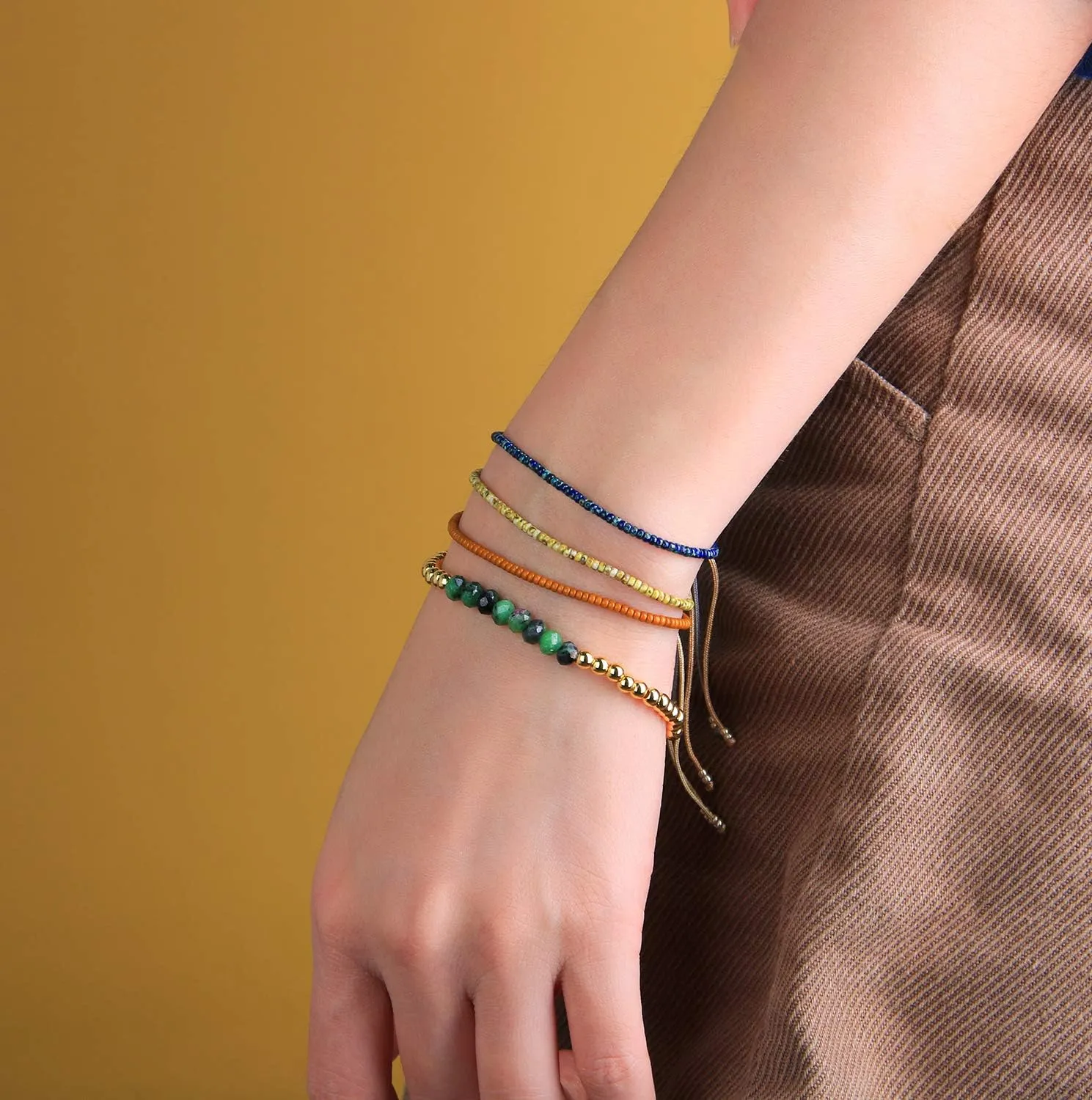 KELITCH Colorful Friendship Bracelets Beaded Thin Strand Bracelets Women Fashion Jewelry