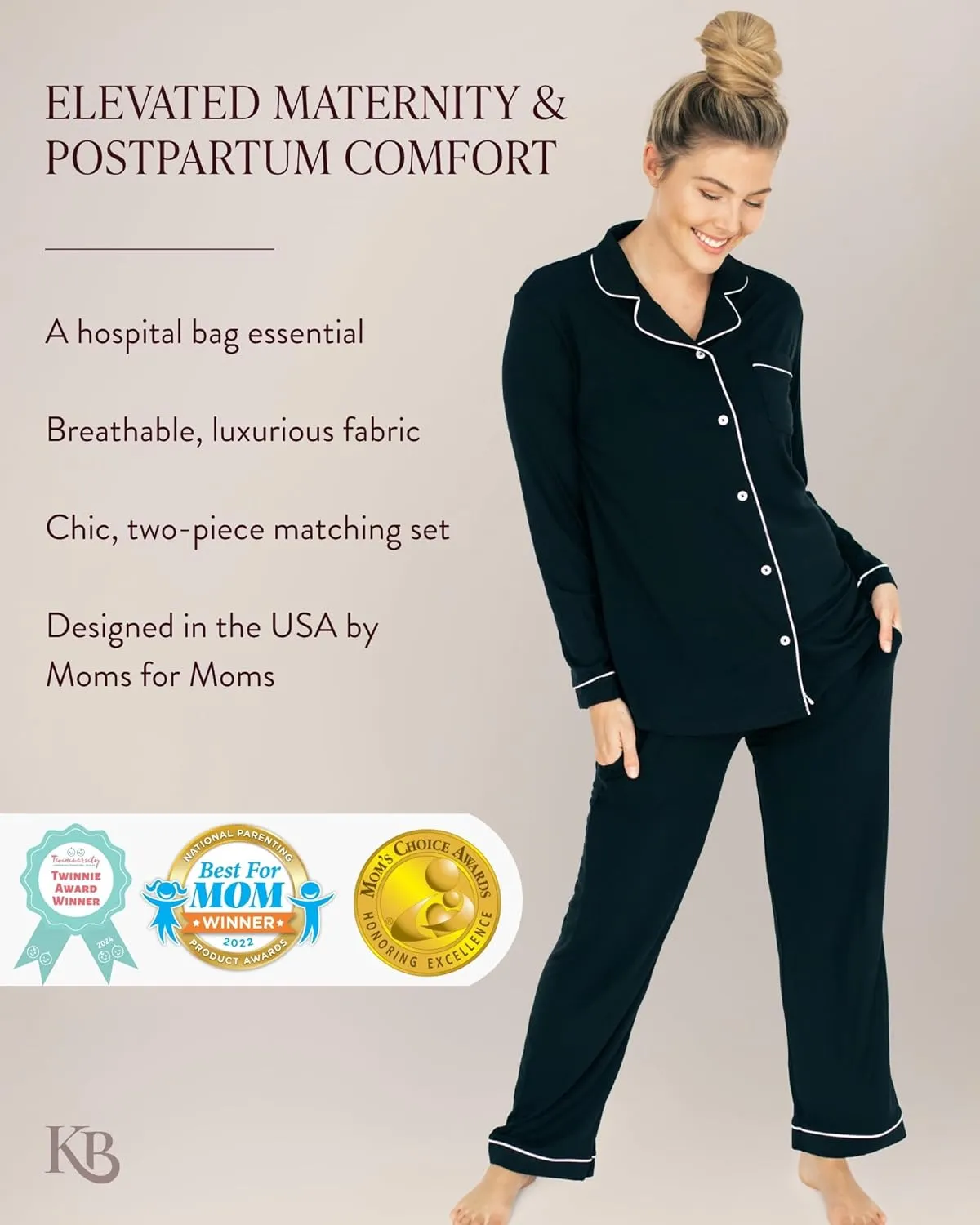 Kindred Bravely Clea Classic Long Sleeve Maternity Pajamas & Postpartum Lounge Set