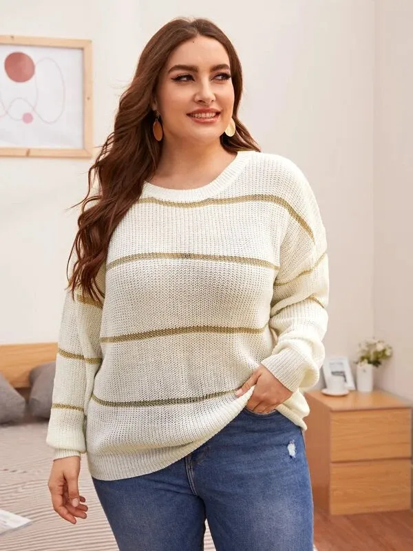 Large Size Sweater, Thin Knit Sweater For Women