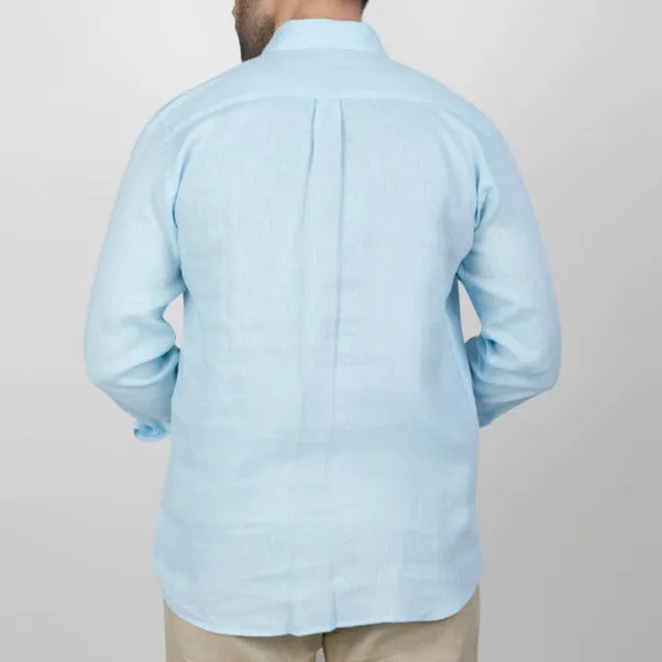 LONG SLEEVE LINEN SHIRT  - BLUE