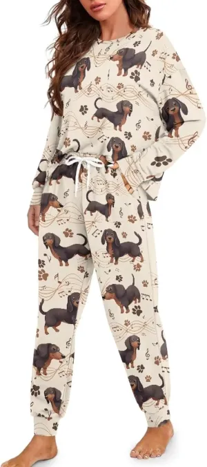 Long Sleeve Pajmas for Women Petite Loungewear Sets Casual Fall Winter Sleepwear
