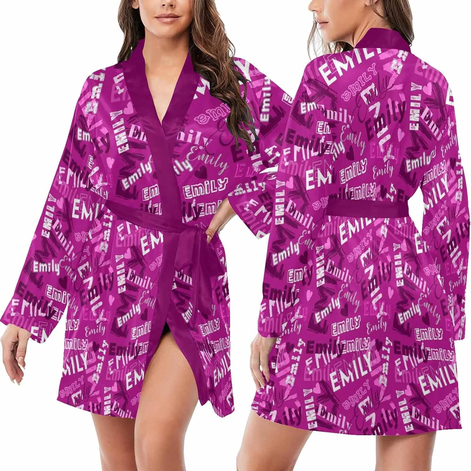 M YESCUSTOM Personalized Name Women's Robe Custom Bathrobe for Women Girlfriend Heart Robe Sleepwear Christmas Wedding