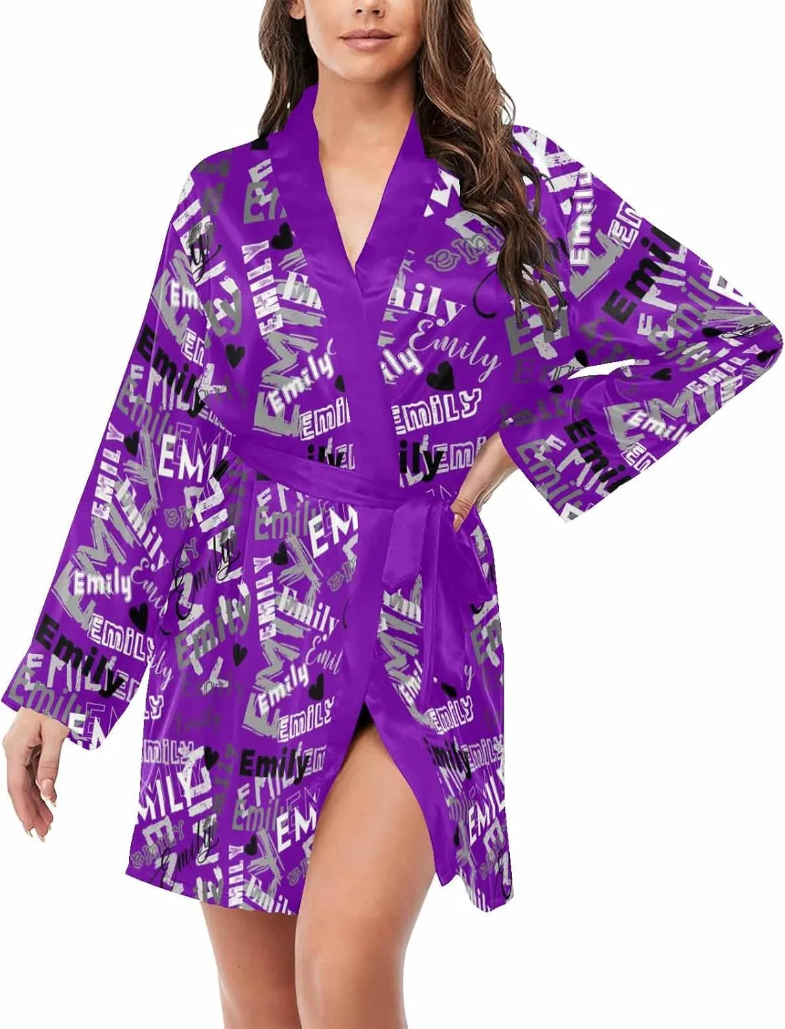 M YESCUSTOM Personalized Name Women's Robe Custom Bathrobe for Women Girlfriend Heart Robe Sleepwear Christmas Wedding