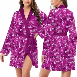 M YESCUSTOM Personalized Name Women's Robe Custom Bathrobe for Women Girlfriend Heart Robe Sleepwear Christmas Wedding