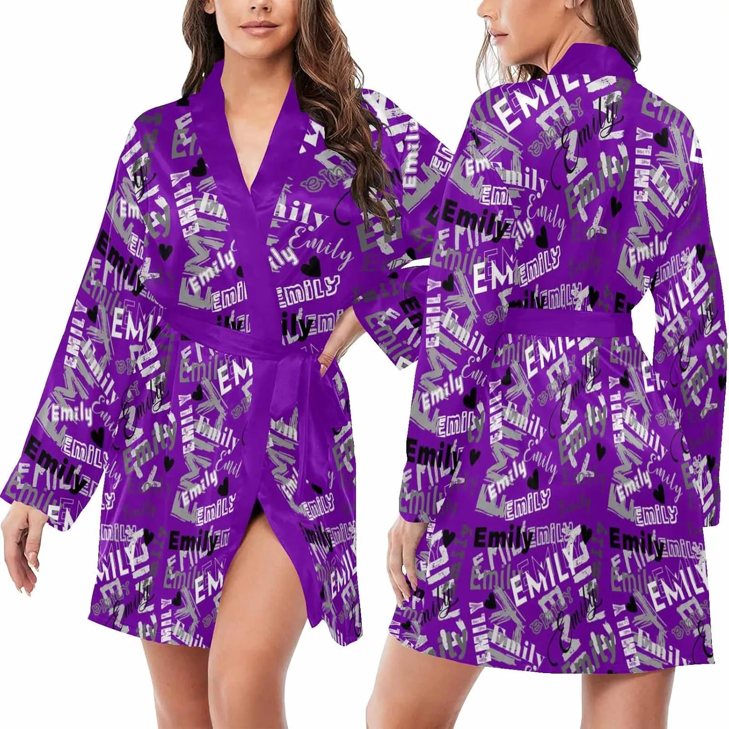 M YESCUSTOM Personalized Name Women's Robe Custom Bathrobe for Women Girlfriend Heart Robe Sleepwear Christmas Wedding