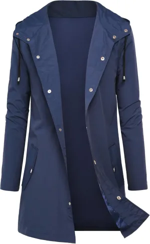 Men Waterproof Raincoat Hooded Windbreaker Lightweight Long Rain Jacket Active Outdoor Trench
