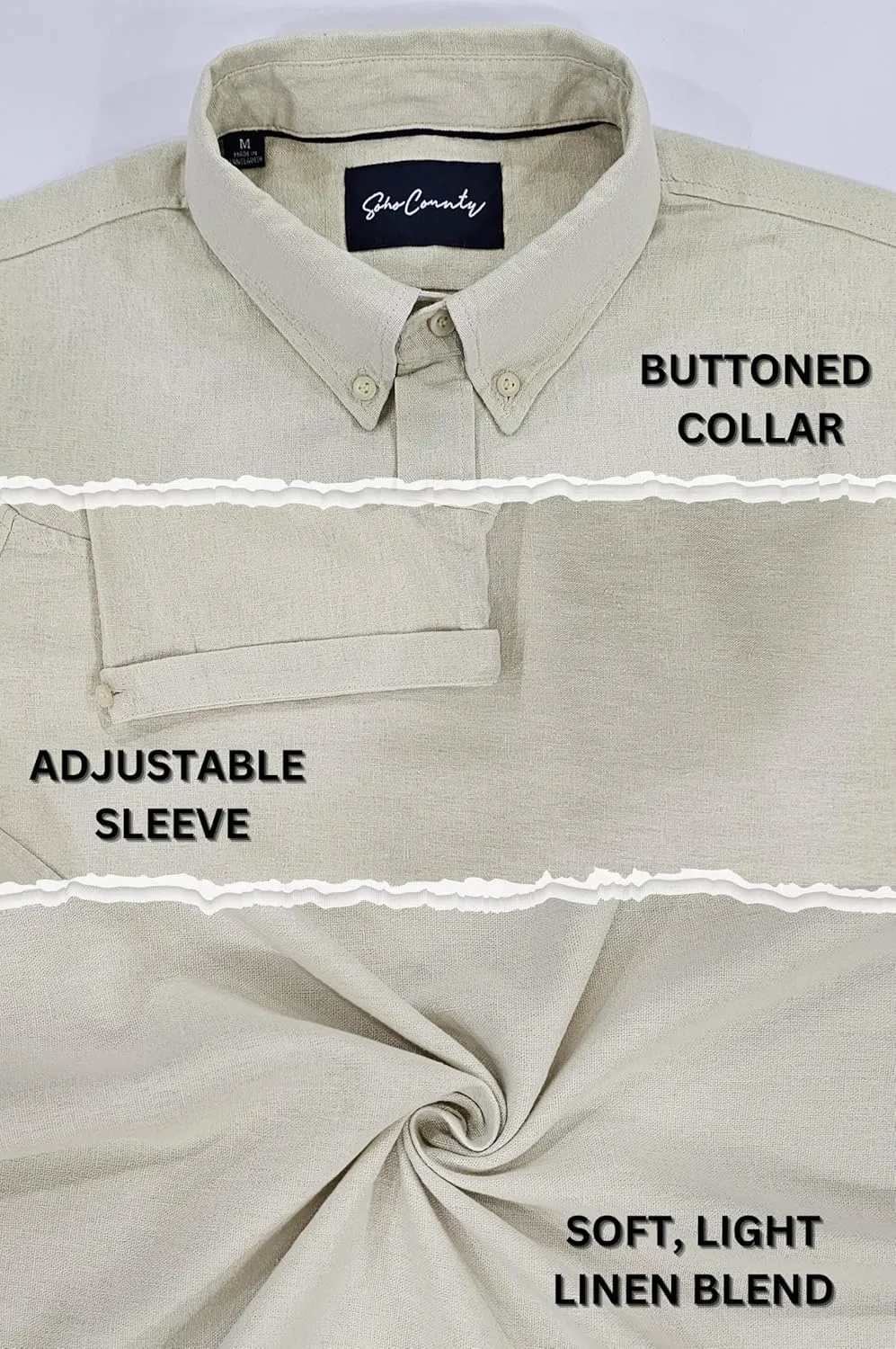 Men’s Linen Blend Short Sleeve Casual Shirt for Vacation, Holiday, Casual Party, Lightweight Button Down Shirt