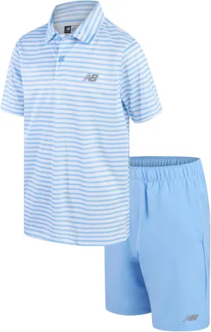 New Balance Boys' Athletic Shorts Set - 2 Piece Performance Short Sleeve Golf Polo Shirt and Active Shorts (Sizes: 8-12)