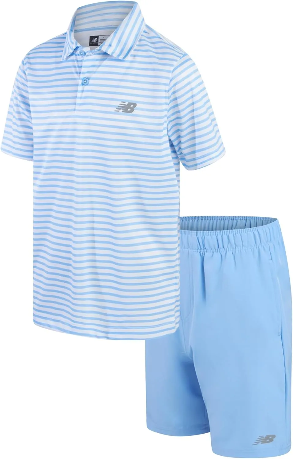 New Balance Boys' Athletic Shorts Set - 2 Piece Performance Short Sleeve Golf Polo Shirt and Active Shorts (Sizes: 8-12)