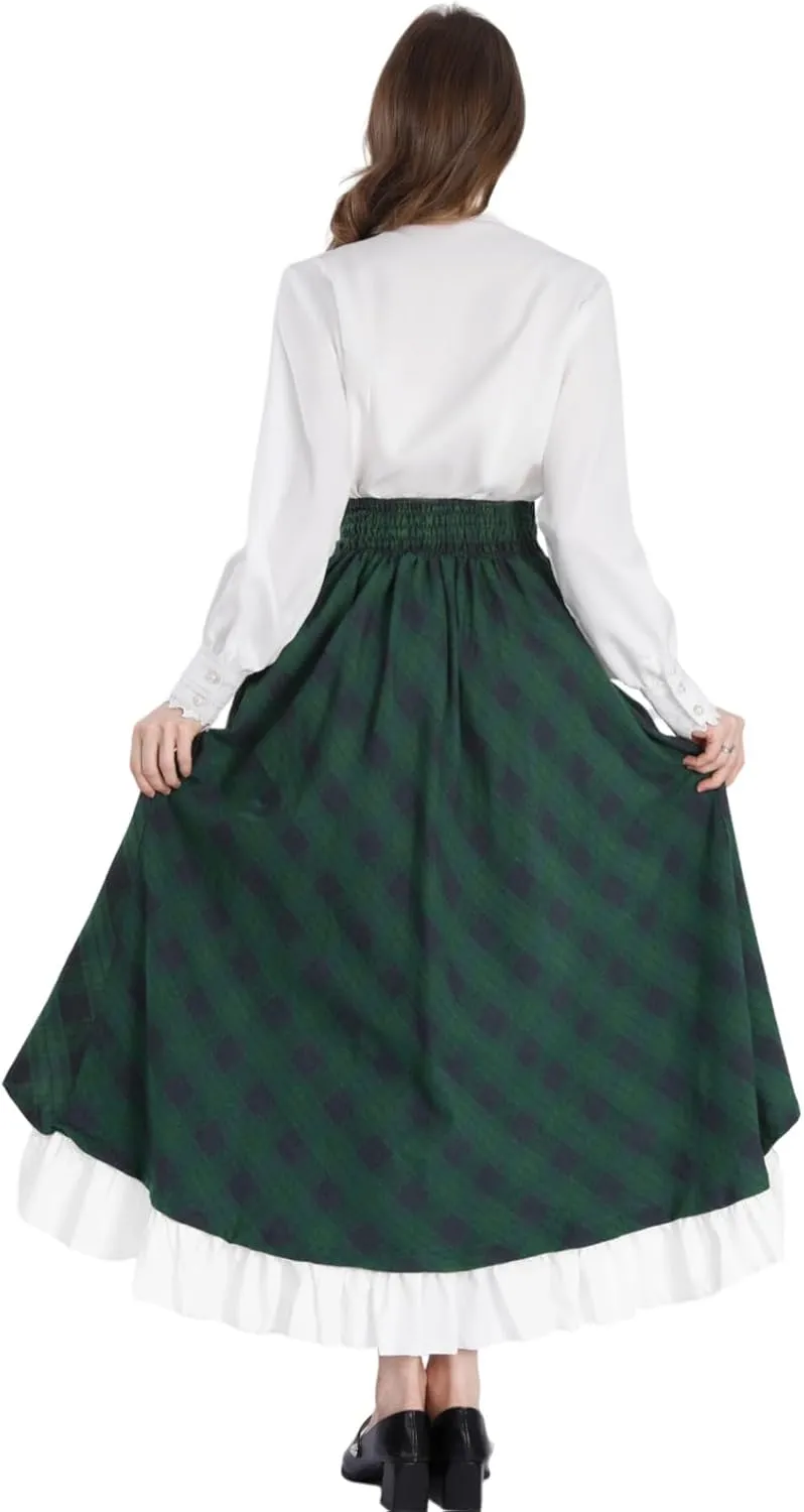 NSPSTT Victorian Skirt for Women Flowy Maxi Skirts High Waisted Ren Faire Skirt Purple