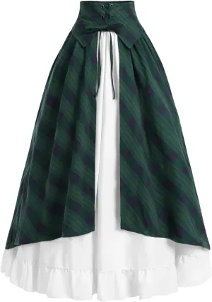 NSPSTT Victorian Skirt for Women Flowy Maxi Skirts High Waisted Ren Faire Skirt Purple