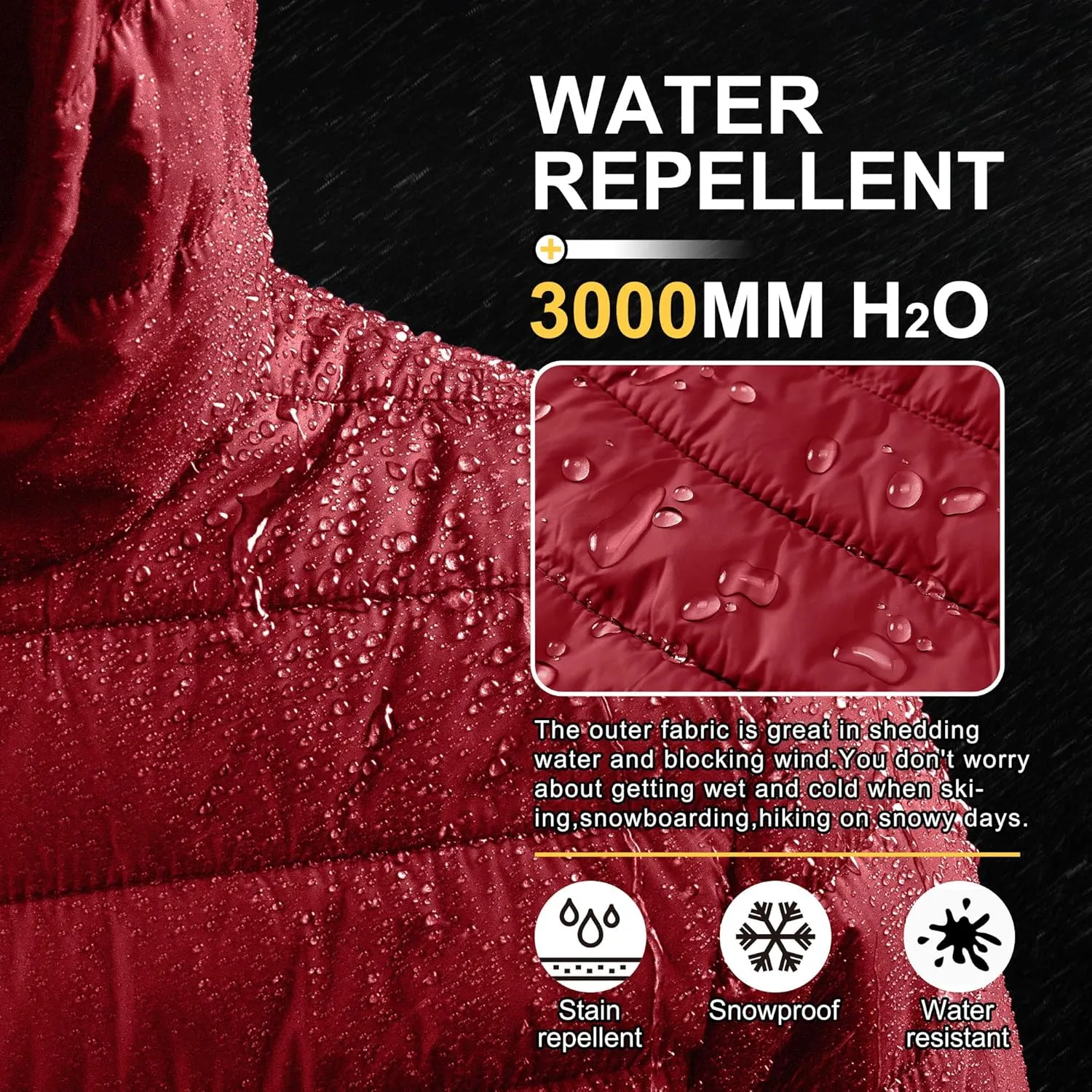 Outdoor Ventures Men's Lightweight Packable Hooded Puffer Jacket Insulated Winter Coat for Snow Ski Traveling