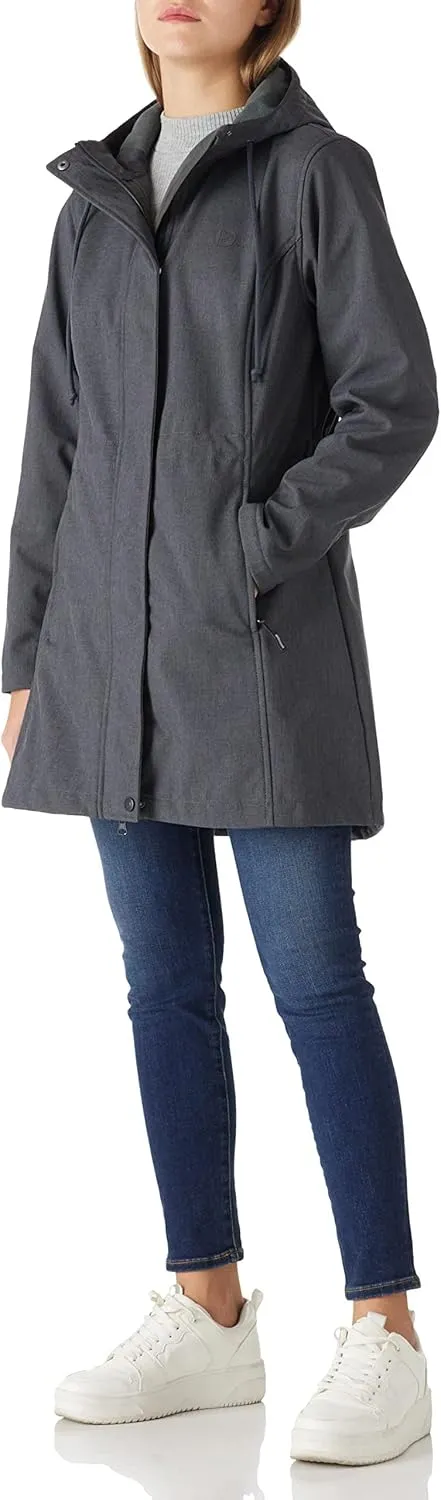 Outdoor Ventures Women's Lightweight Waterproof Fleece Lined Hooded Softshell Rain Jacket, Warm Windbreaker Long Coat