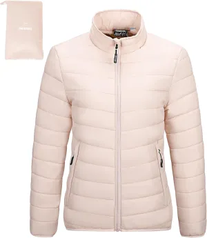 Outdoor Ventures Women's Packable Full-Zip Short Puffer Jacket Insulated Quilted Warm Lightweight Winter Coat