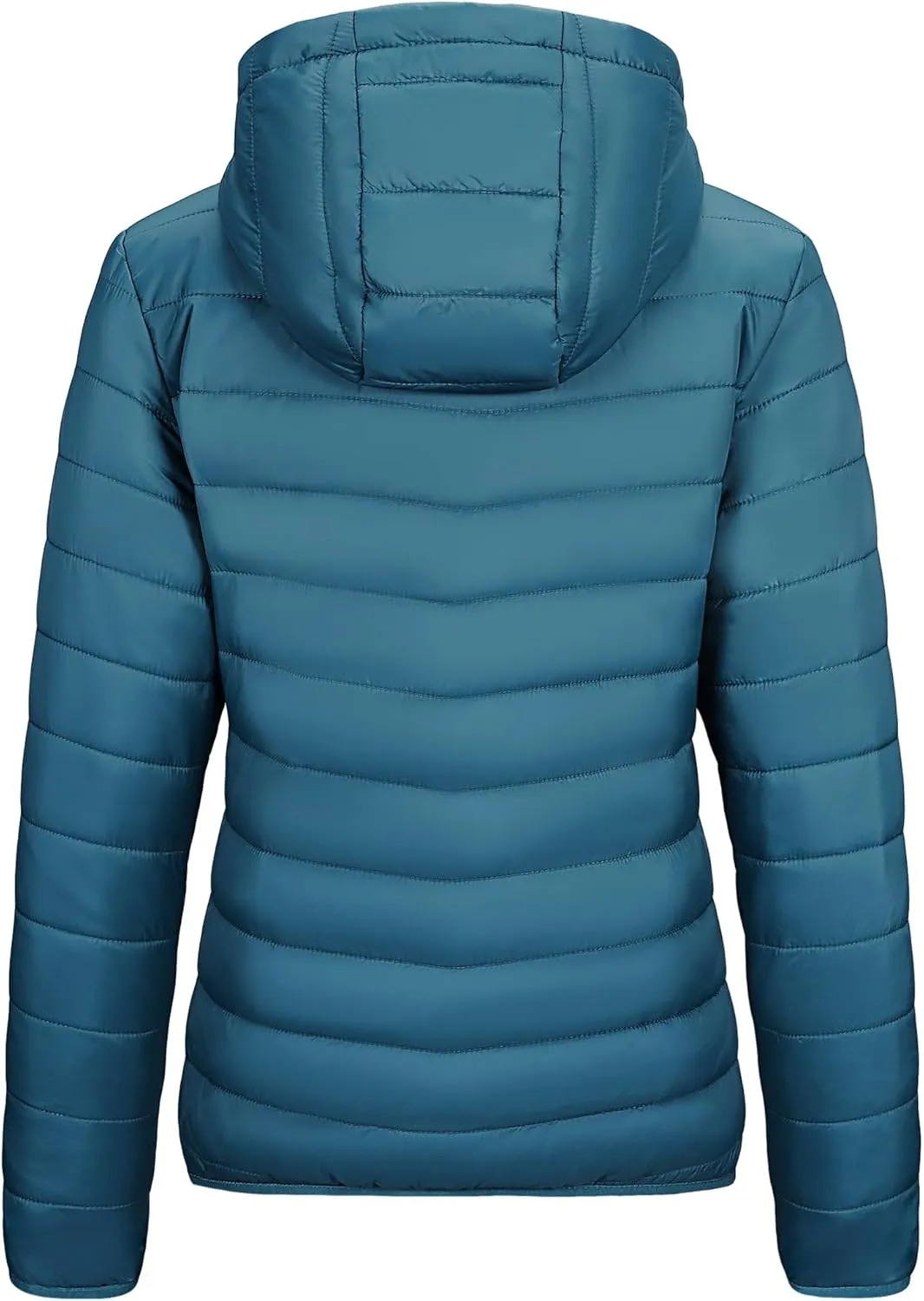 Outdoor Ventures Women's Packable Lightweight Full-Zip Puffer Jacket with Hood Quilted Winter Coat