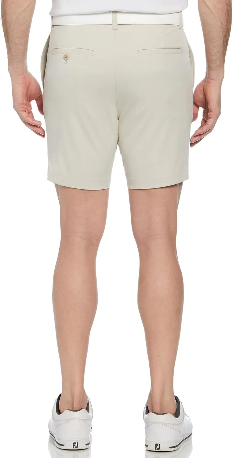PGA TOUR Men's 7 Flat Front Performance Golf Shorts with Stretch Active Waistband, Moisture-Wicking, Sun Protection