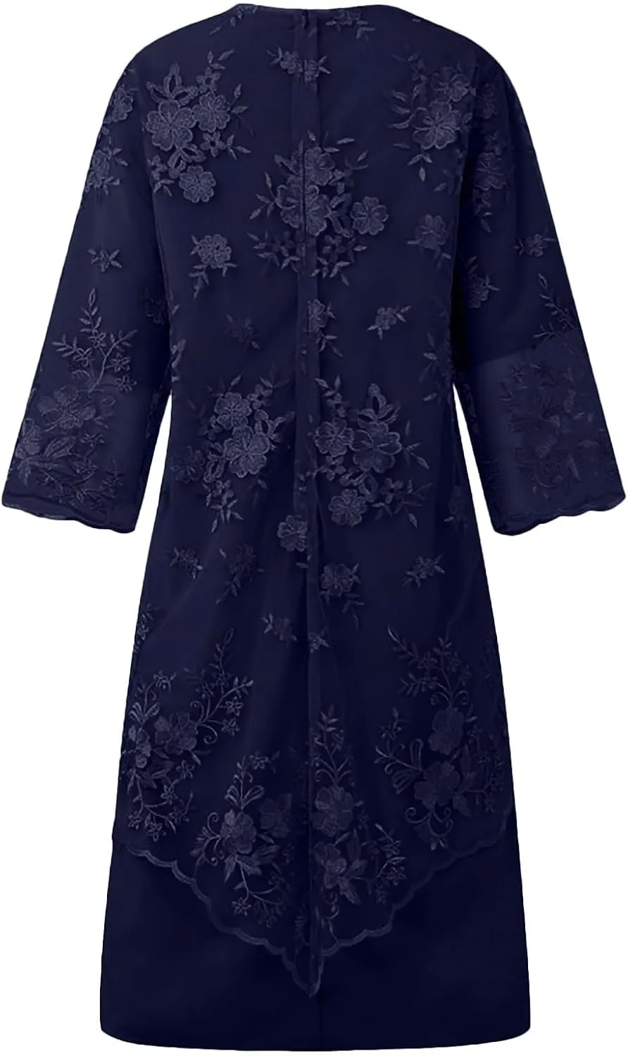 Plus Size Mother of The Bride Dress Floral Lace Mesh Wedding Guest Dresses 2PC 3/4 Sleeve High Low Top with Dress