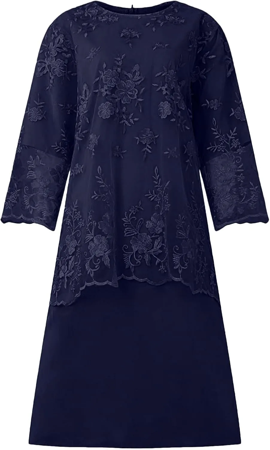 Plus Size Mother of The Bride Dress Floral Lace Mesh Wedding Guest Dresses 2PC 3/4 Sleeve High Low Top with Dress
